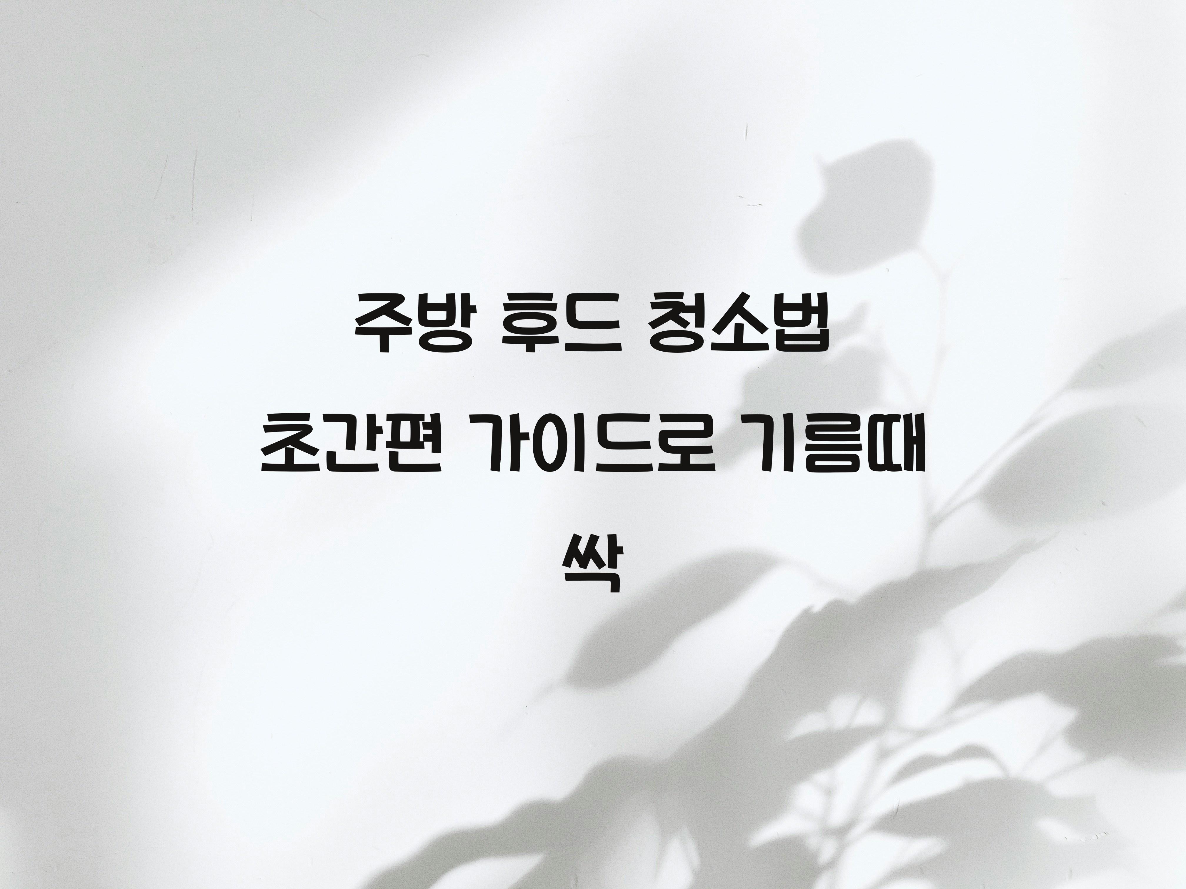 주방 후드 청소법