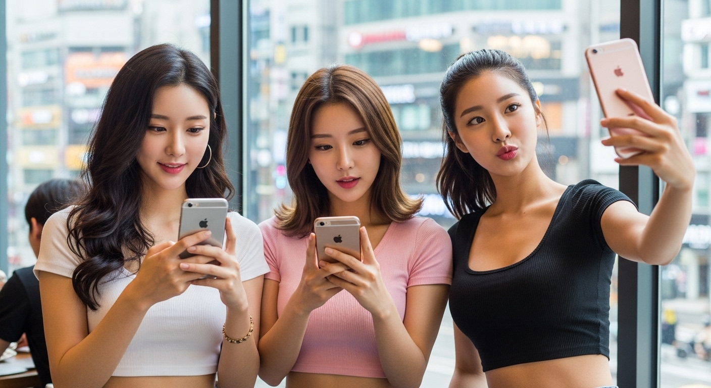 아이폰을 사용하는 여자들