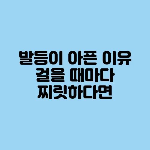 발등이 아픈 이유 걸을 때마다 찌릿하다면