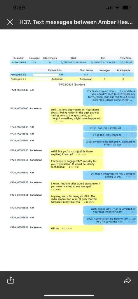 앰버 허드와 일론 머스크의 문자 메세지 불륜