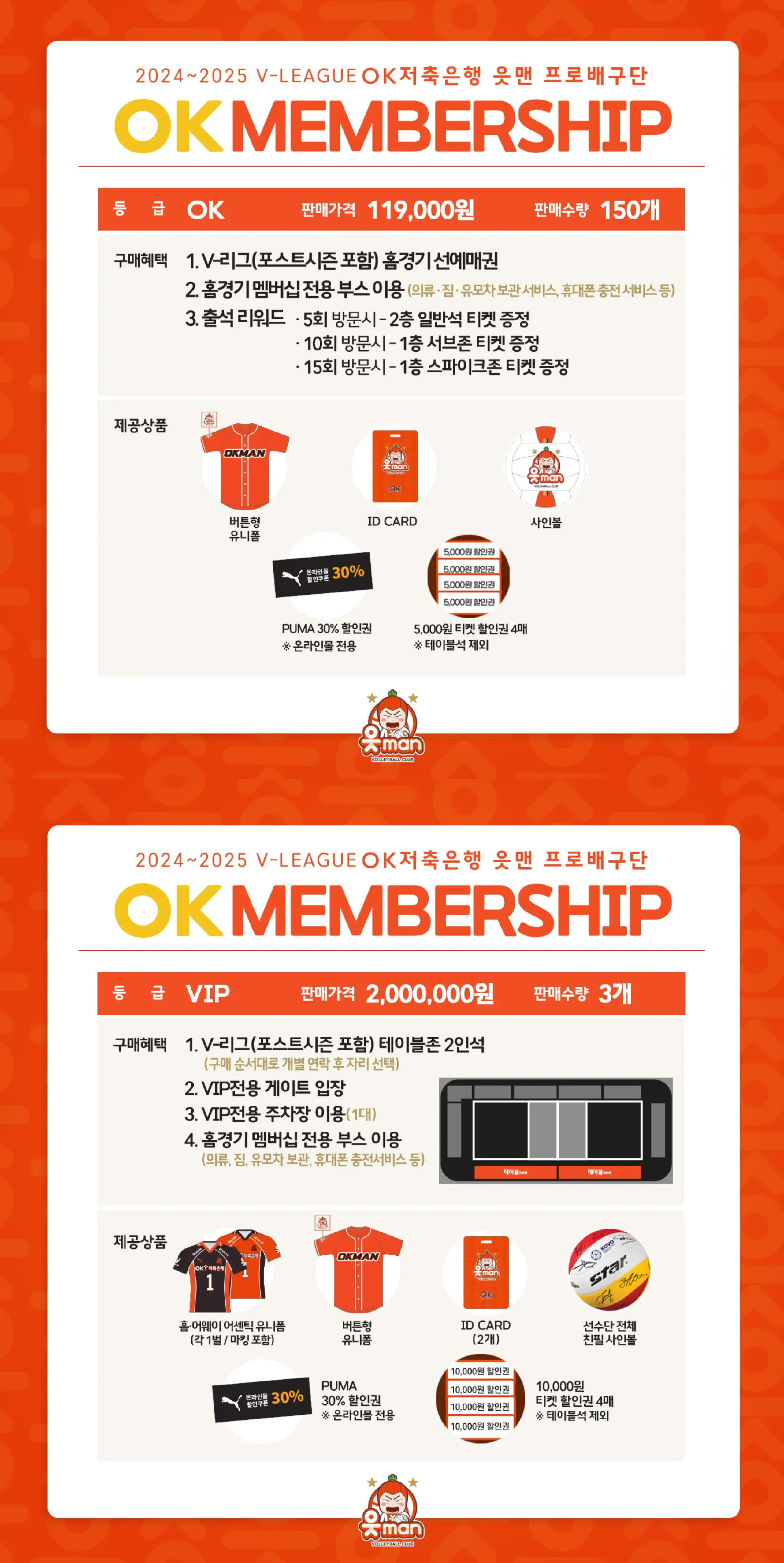 OK저축은행 읏맨 2024-2025시즌 멤버십(시즌권) 가격, 혜택, 구매기간 및 구매방법 등 안내