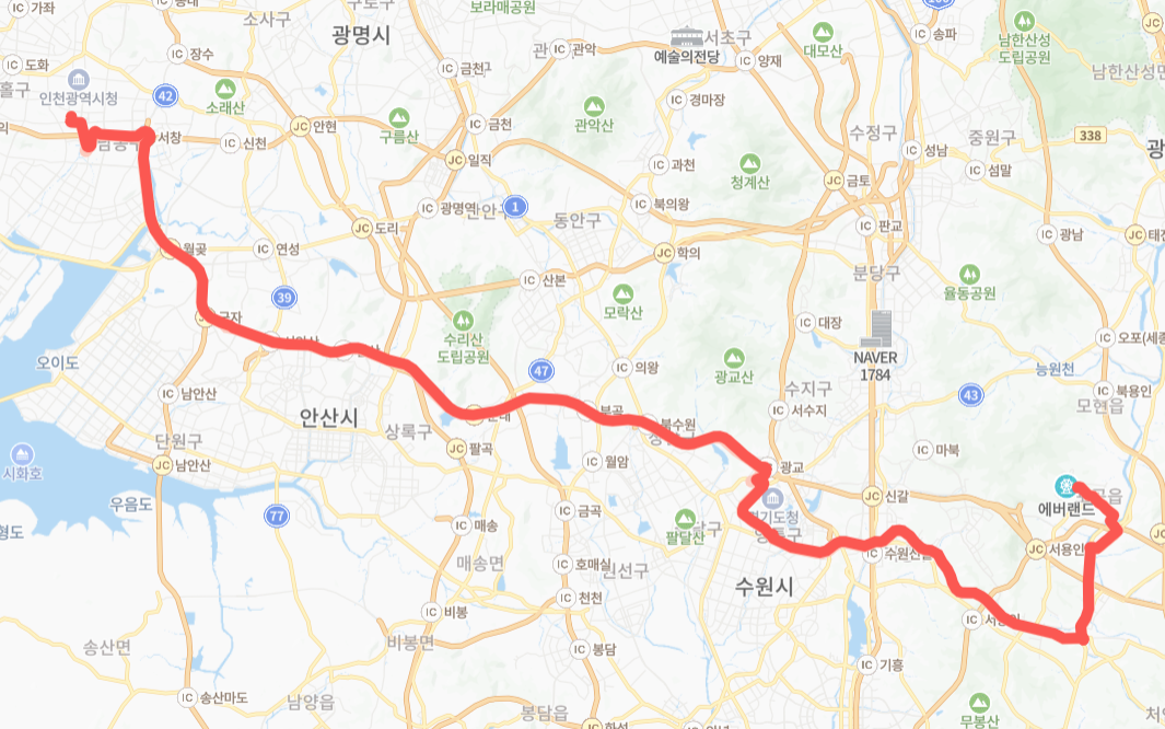 수원-용인-인천-8862번-버스-노선-지도