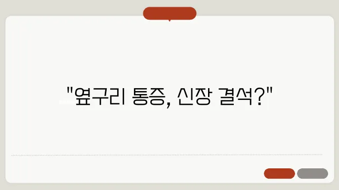 신장 결석 증상과 치료법, 극심한 옆구리 통증 해결