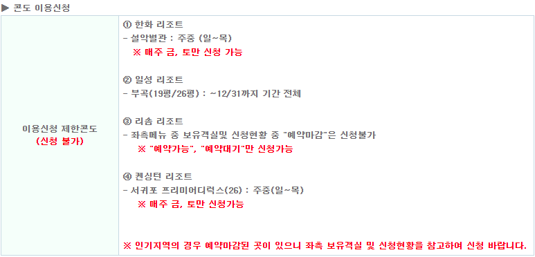 이용신청 제한 콘도