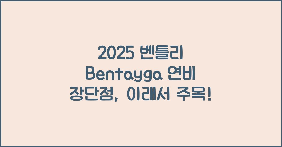 2025 벤틀리 Bentayga 연비 장단점