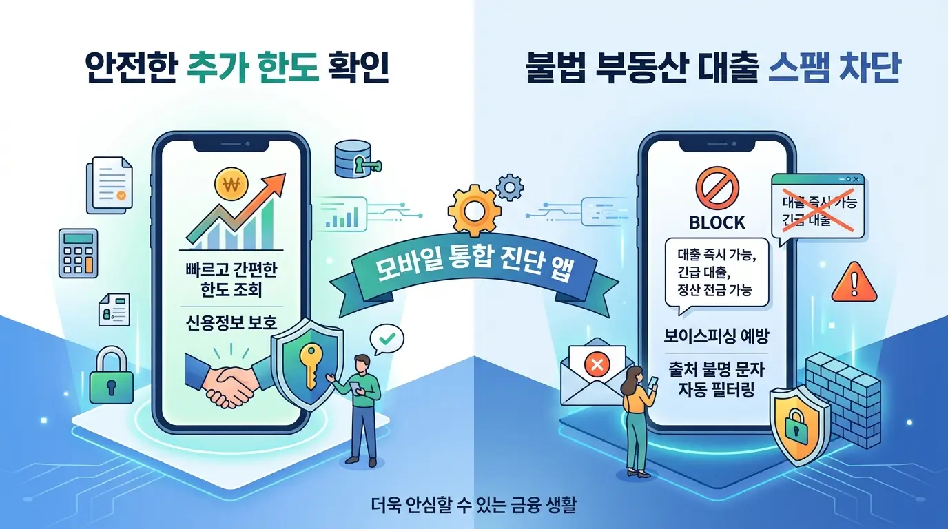 모바일 통합 진단 앱 안전 추가 한도 확인 및 불법 부동산 대출 스팸 차단