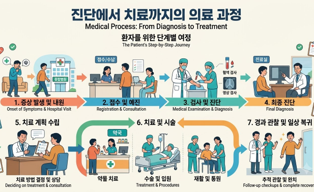 회복 과정을 표현한 타임라인 그래픽