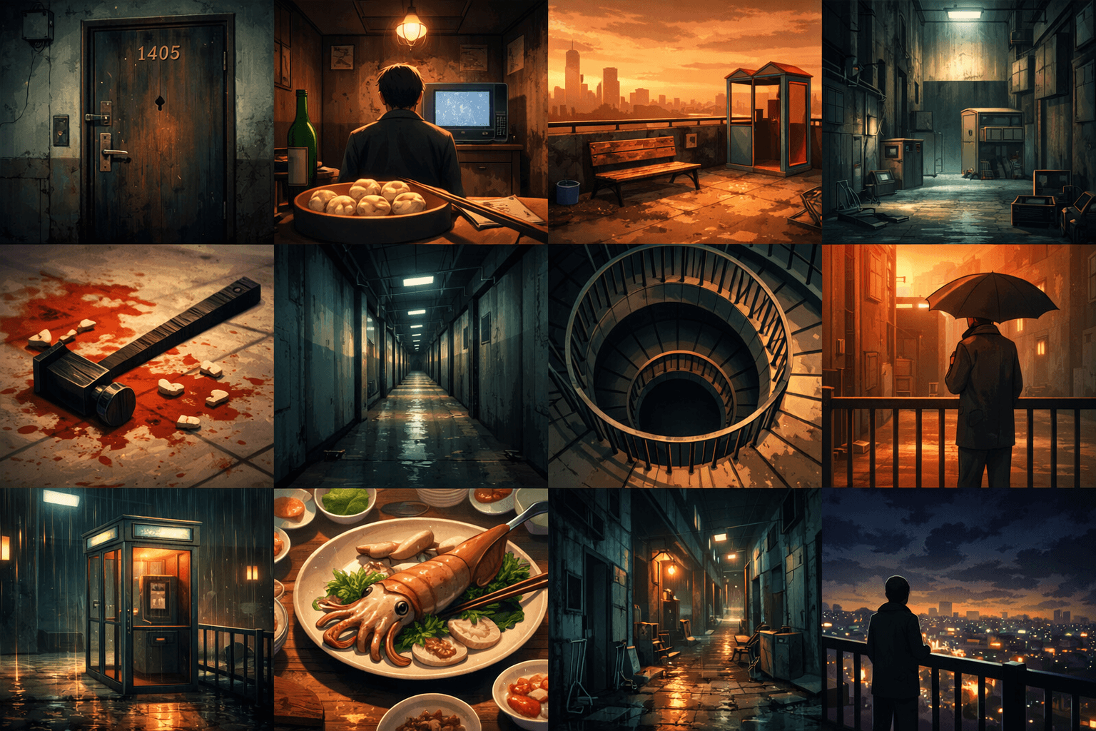 영화 올드보이 명장면 애니메이션 이미지