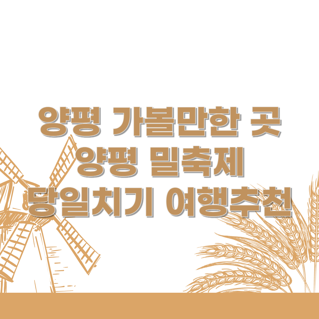 양평 가볼만한 곳 - 양평 밀축제 당일치기 여행 추천 코스