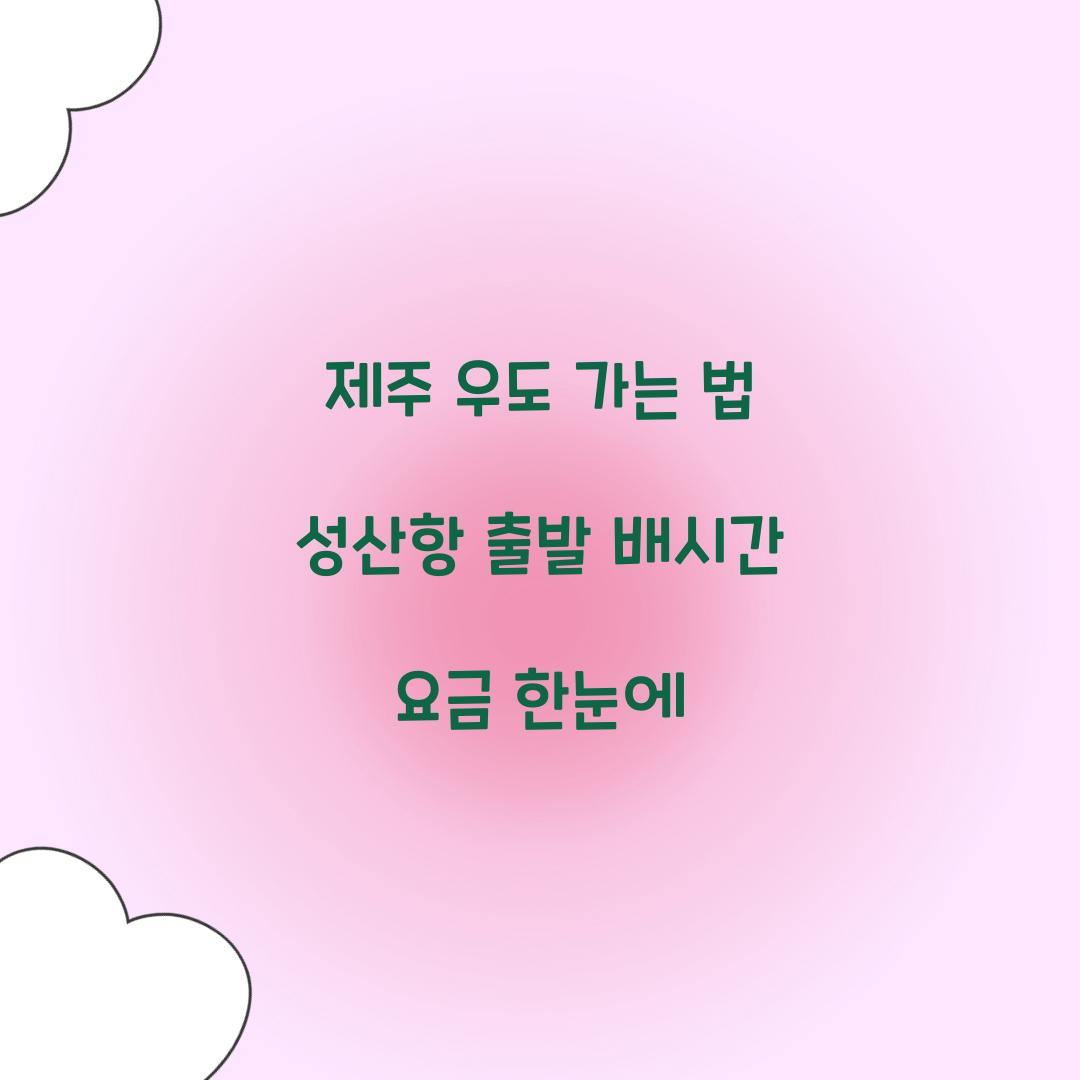 제주 우도 가는 법
