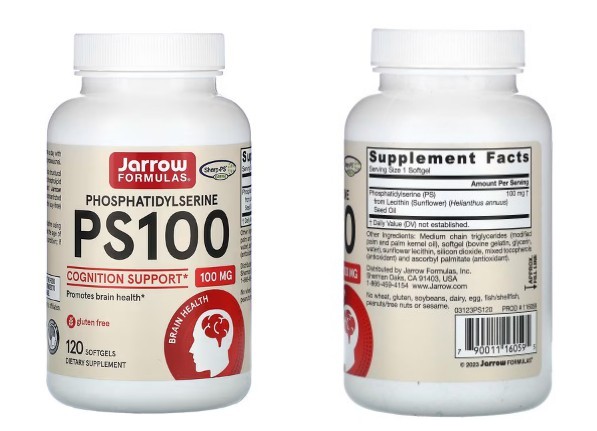 Jarrow Formulas&#44; PS 100&#44; 포스파티딜세린&#44; 100mg&#44; 소프트젤 120정