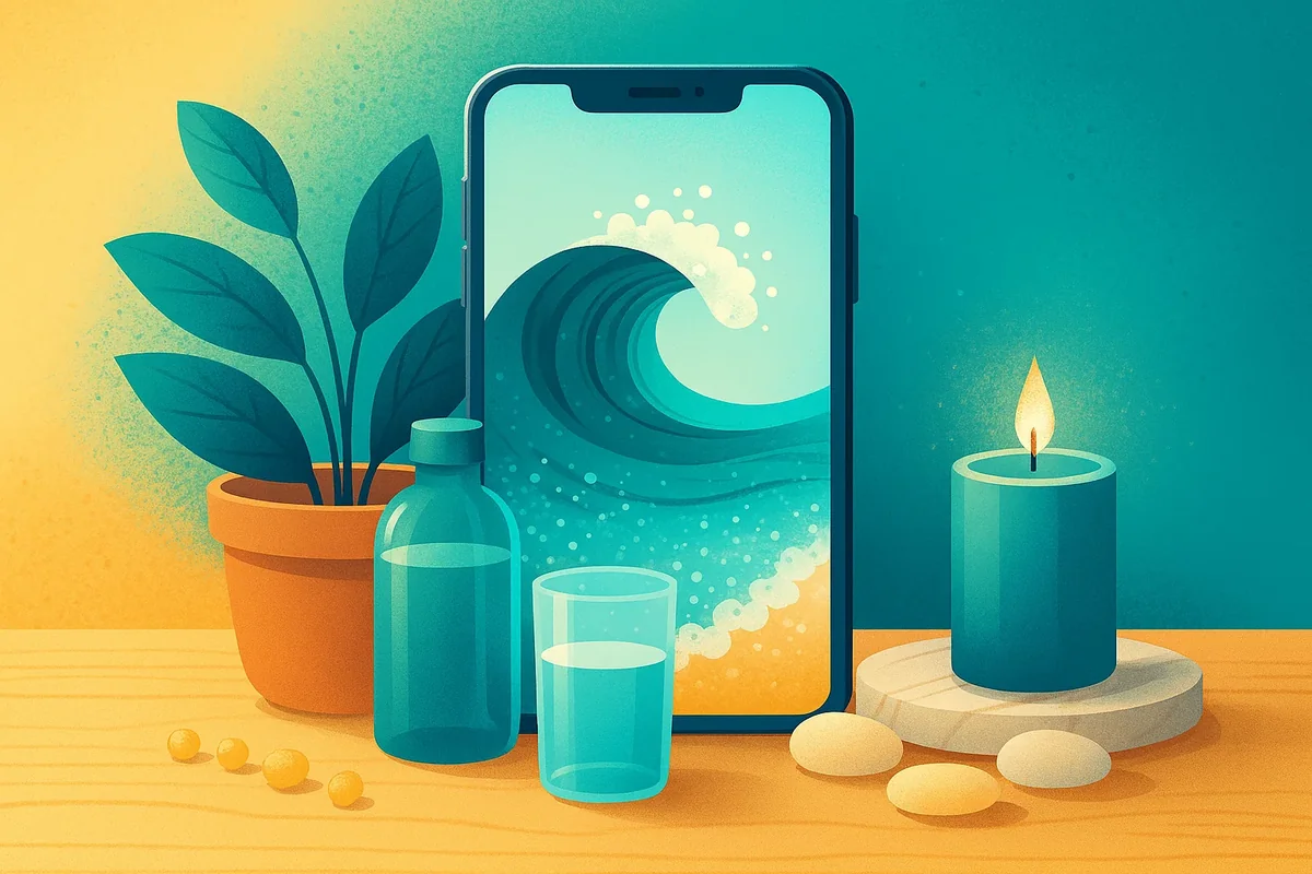 디지털 기기를 활용한 마인드풀니스 연출 일러스트