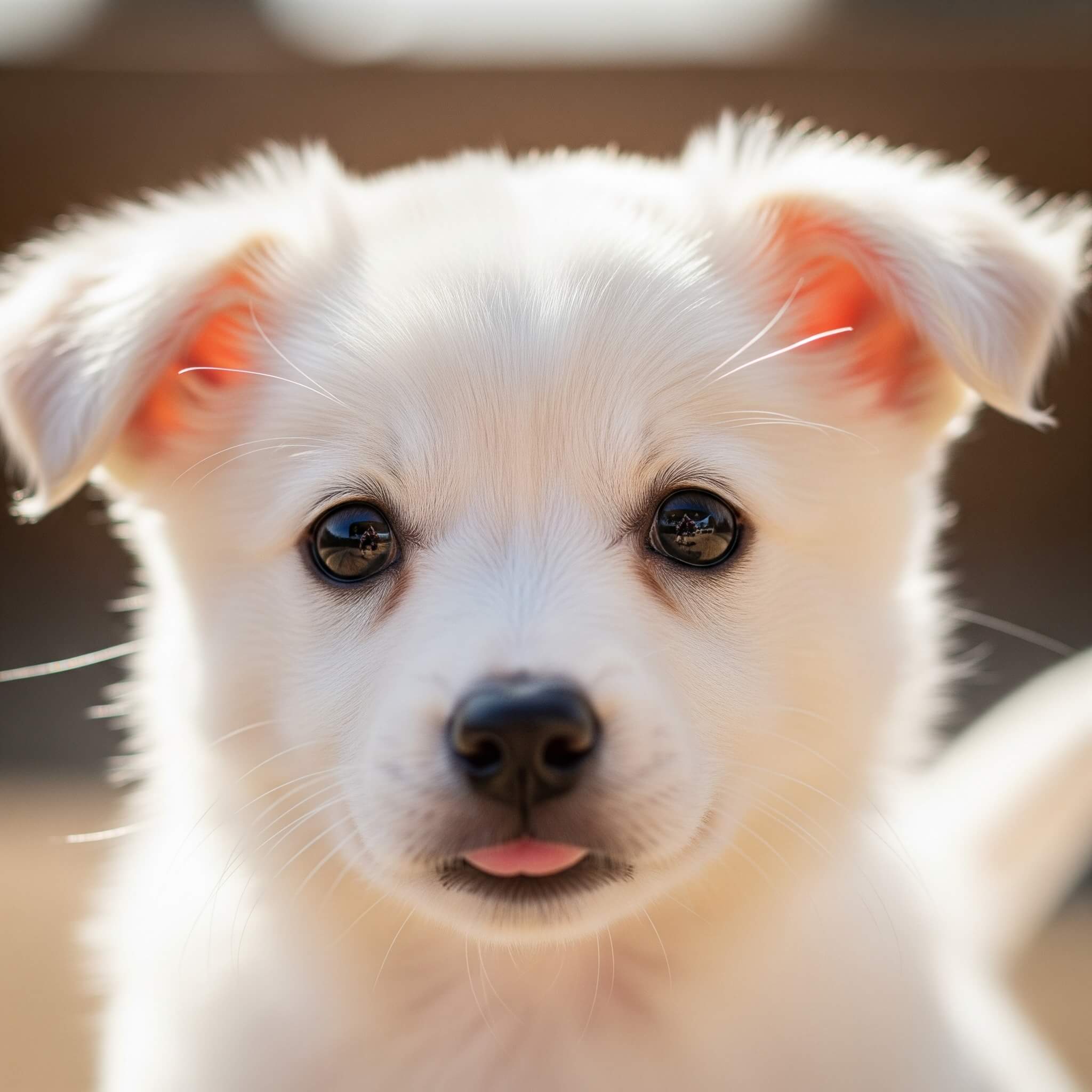 귀엽고 하얀 아기 강아지