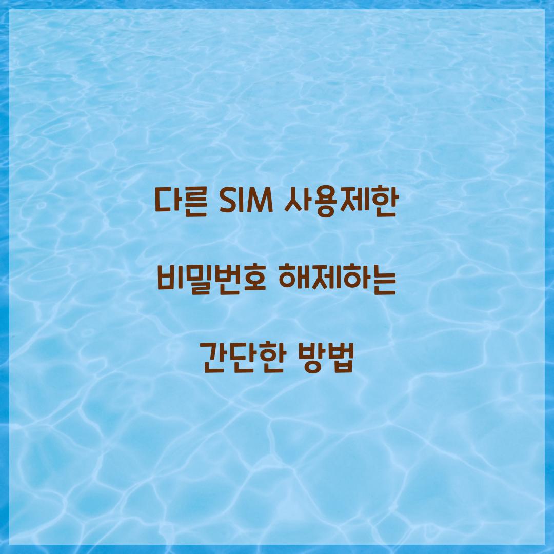 다른sim사용제한 비밀번호