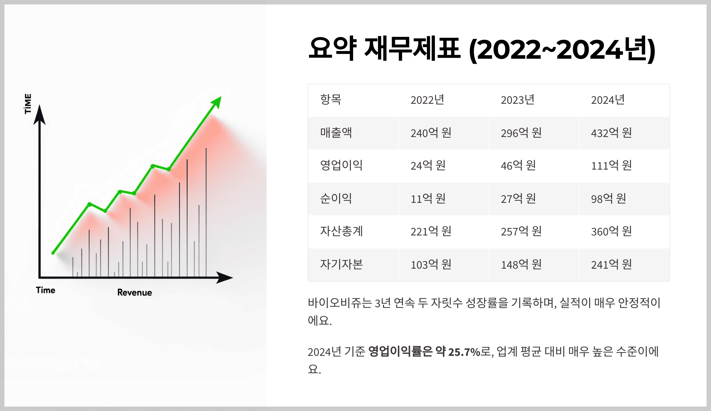 요약 재무제표 (2022~2024년)