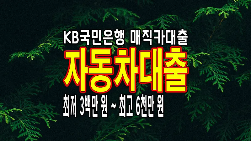 국민은행 자동차대출 KB 매직카대출 조건 금리 한도