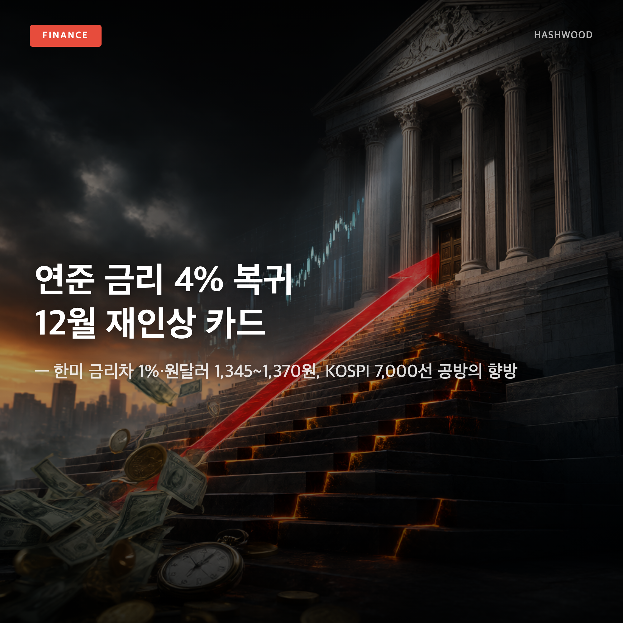 그림: 연준 금리 4% 복귀 — — 12월 재인상 카드와 원달러·KOSPI 7,000선 공방