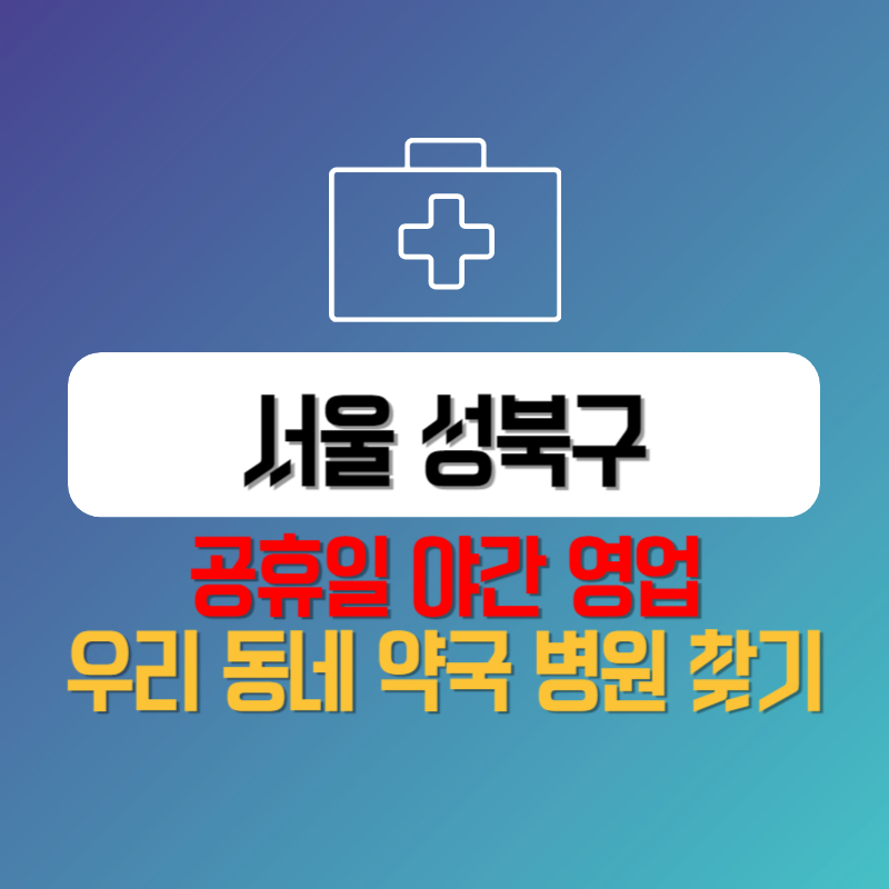 서울 성북구 공휴일 야간 영업 우리 동네 약국 병원 찾기