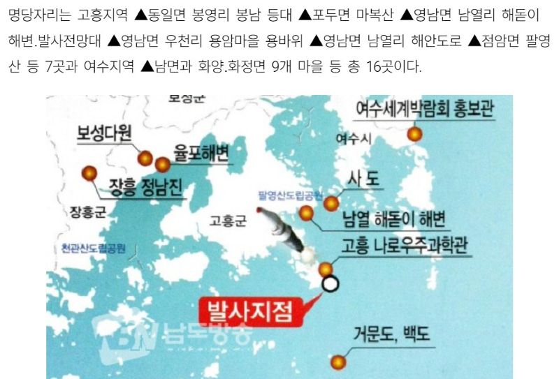 누리호 발사 관람 명당, 촬영 포인트
