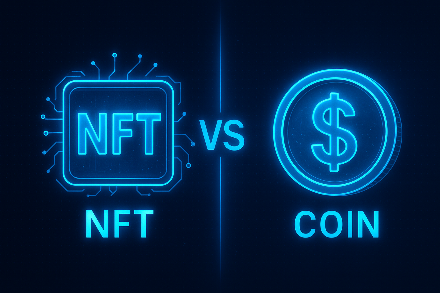 NFT와 일반 코인을 비교하는 이미지