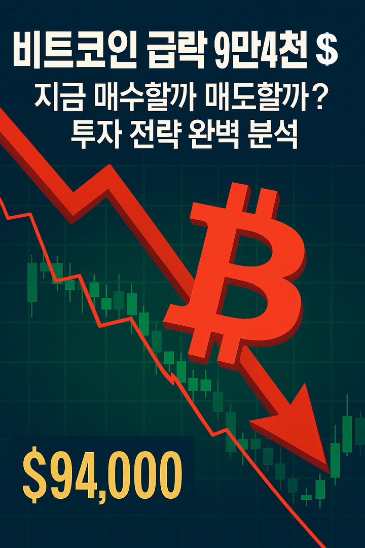 비트코인 급락 9만4천 달러, 지금 매수할까 매도할까? 투자 전략 완벽 분석