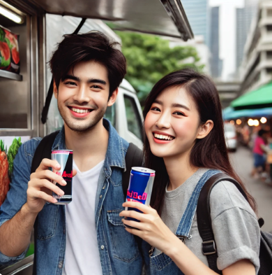 카페인 음료 마시는 남녀