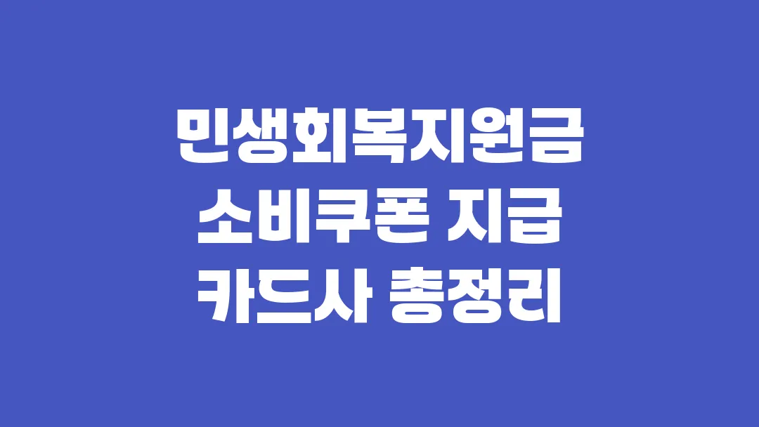 2025 민생회복지원금 소비쿠폰 지급 카드사 총정리