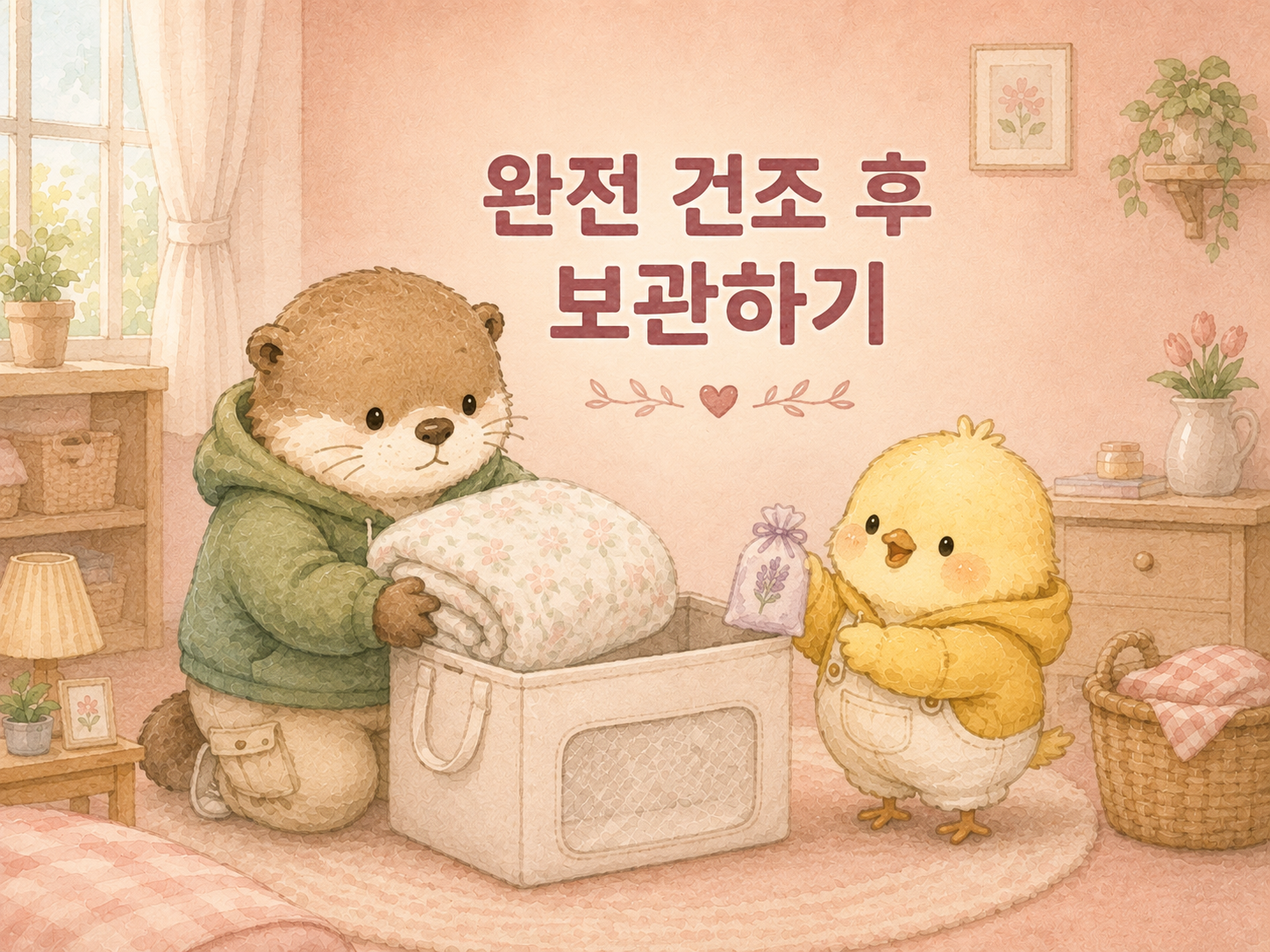 여름 이불은 완전히 건조한 뒤 보관해야 냄새와 눅눅함을 줄일 수 있다