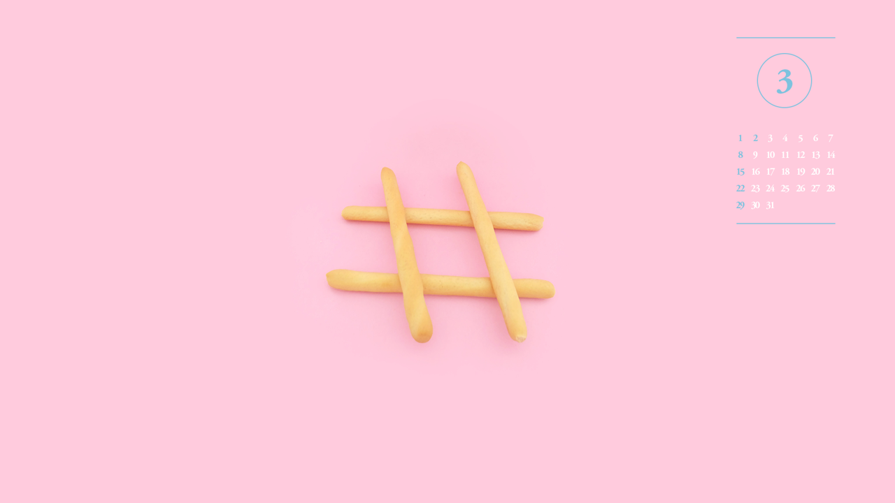 04 해시태그 A - 2026년3월 달력배경화면