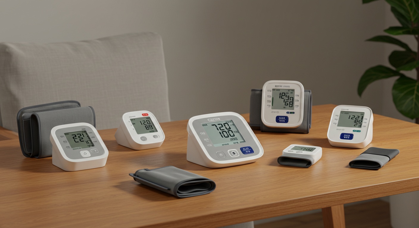 다양한 혈압계와 측정 중인 모습