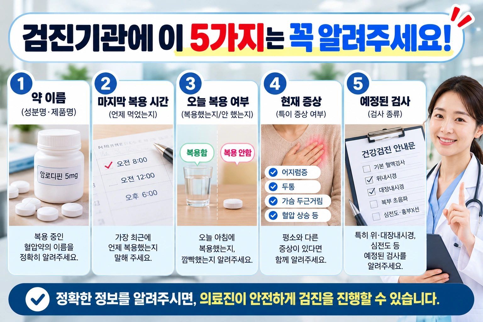 검진기관에 알려야 할 복용 정보 5가지