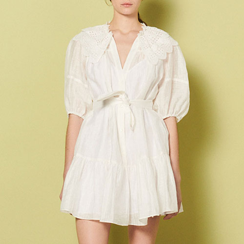 산드로 화이트 쇼츠 린넨 원피스 SFPRO02448