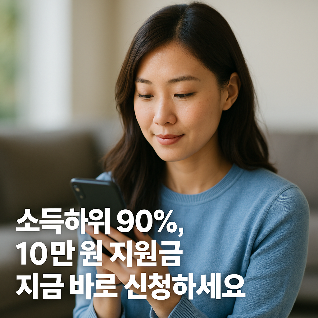 소득하위 90%, 10만 원 지원금 지금 바로 신청하세요 관련이미지