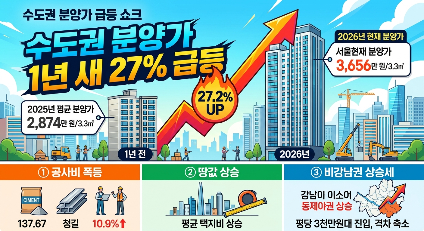 수도권 분양가 "1년 새 27% 급등"