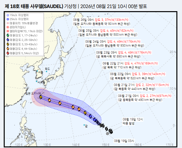 18호 태풍사우델 경로