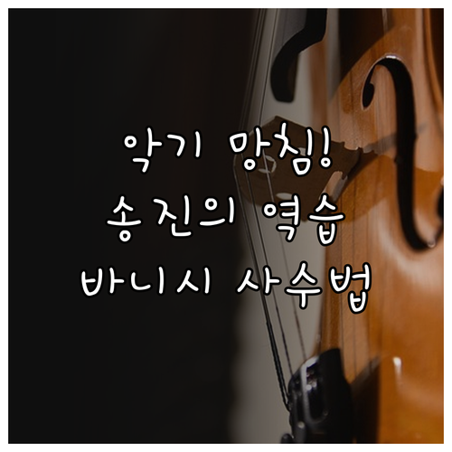 송진 과다 도포로 인한 바이올린 바니..
