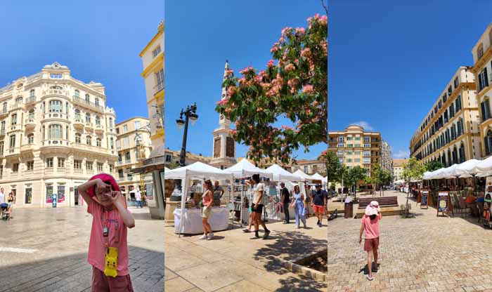 말라가 시내를 가로질러 피카소 생가Museo Casa Natal de Picasso 앞 메르세드 광장Plaza de la Merced