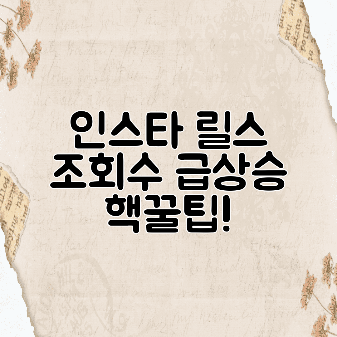 인스타 릴스 조회수 급상승 핵꿀팁!