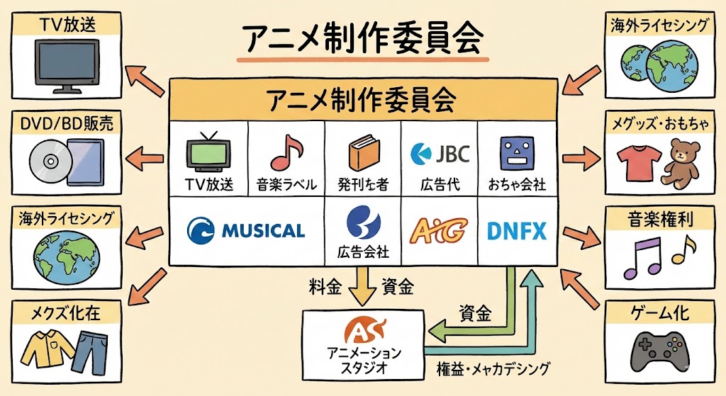 애니메이션 제작위원회 시스템에 구조와 역할