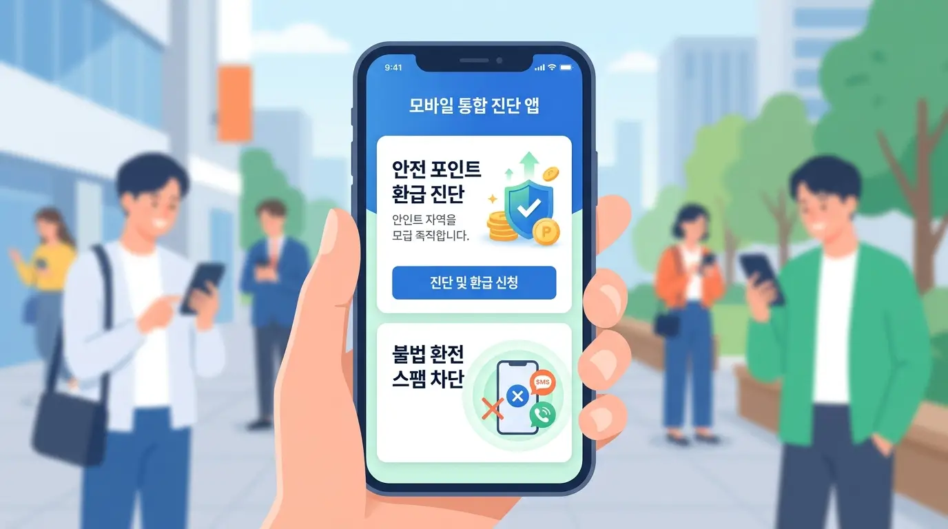 모바일 통합 진단 앱 안전 포인트 환급 진단 및 불법 환전 스팸 차단
