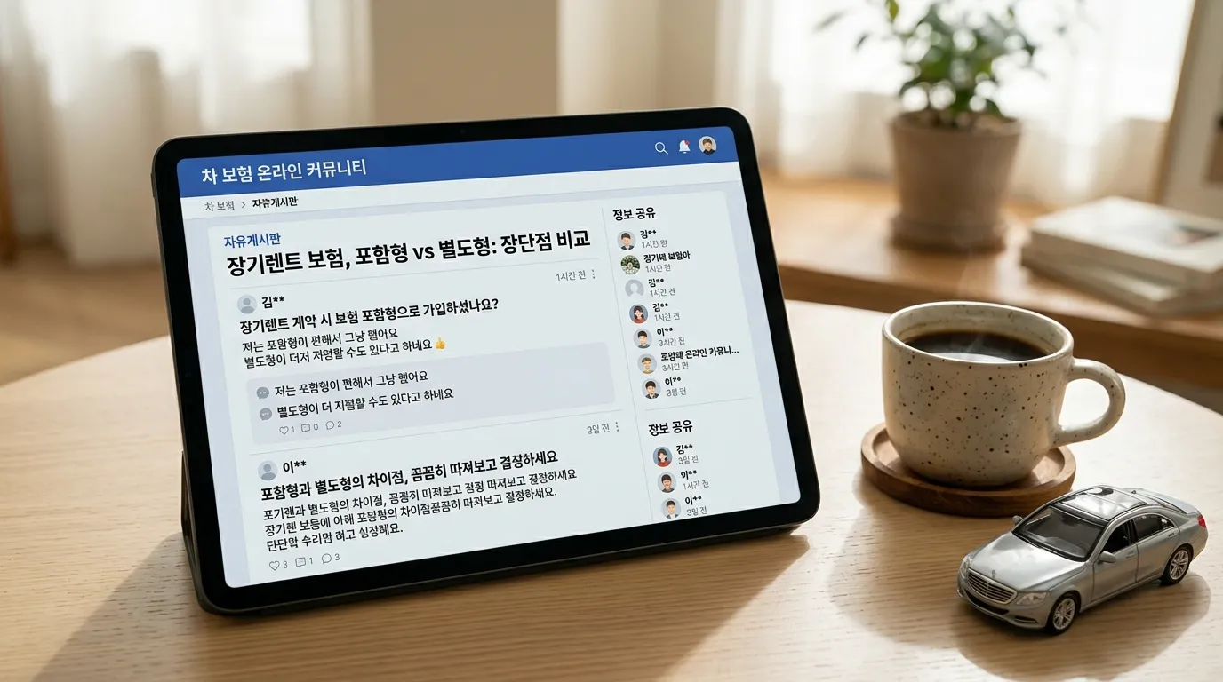 자동차 보험 관련 온라인 커뮤니티 토론 화면 캡처