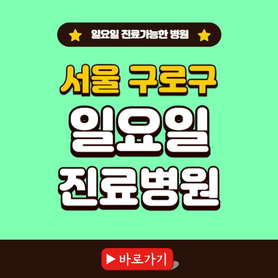 서울 구로구 일요일 진료 가능한 병원 ❘ 주말 문여는 곳 총정리 (소아과, 내과, 안과, 치과, 피부과, 정형외과, 산부인과)