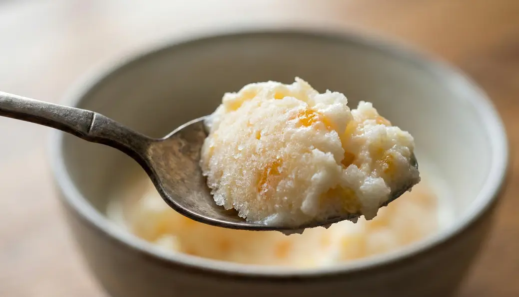 숟가락에 떠진 귤 요구르트 샤베트 클로즈업 사진