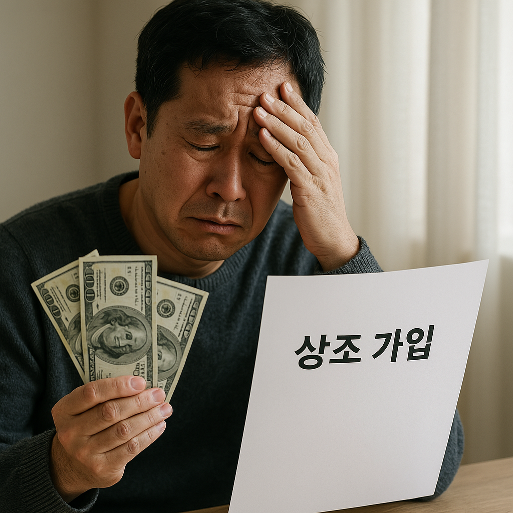 상조가입 후 사기로 후회하는 사진