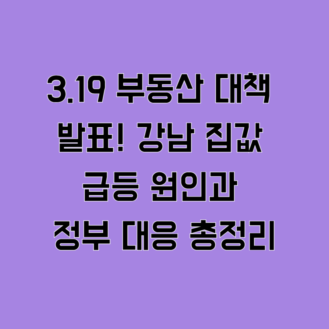 3.19 부동산 대책 발표! 강남 집값 급등 원인과 정부 대응 총정리