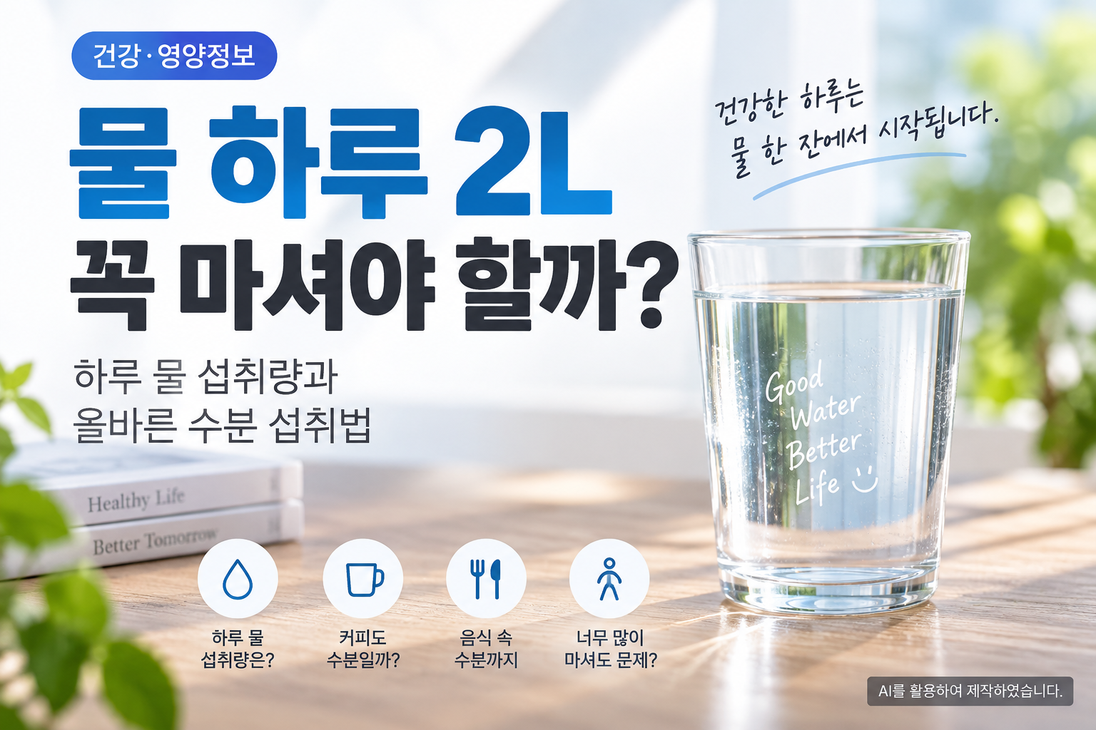 물 하루 2L 섭취 기준과 올바른 수분 섭취 방법
