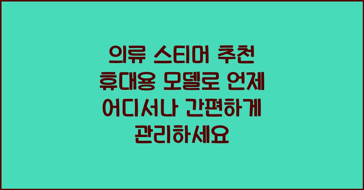 의류 스티머 추천