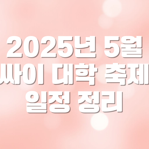 2025년 5월 싸이 대학 축제 일정