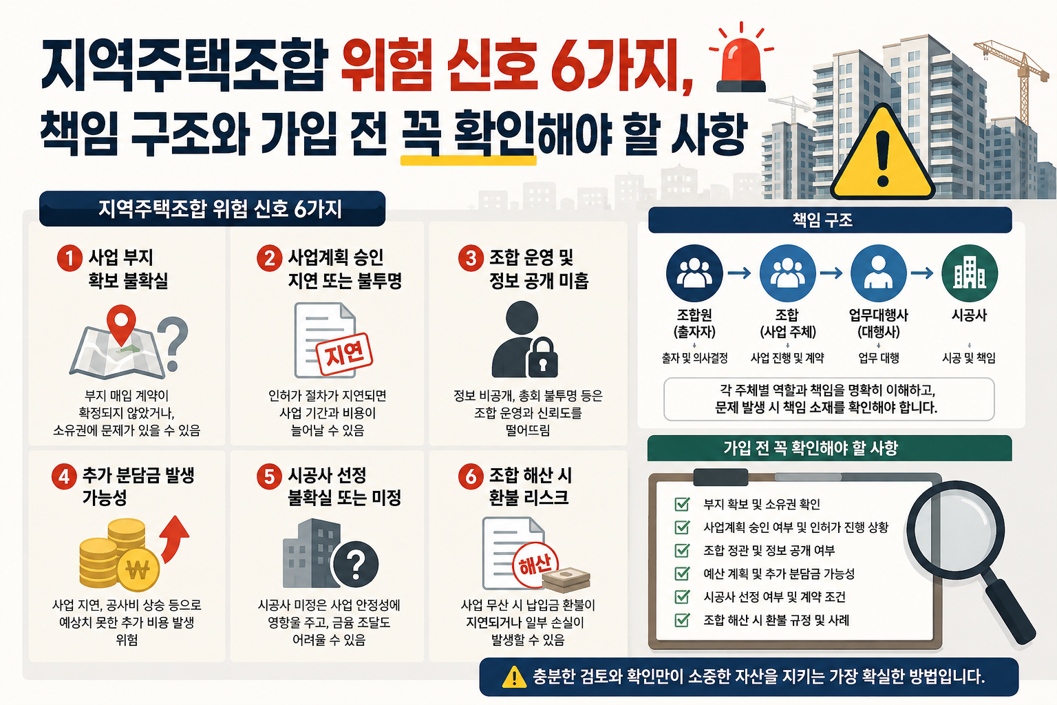 지역주택조합 위험 신호 6가지, 책임 구조와 가입 전 꼭 확인해야 할 사항