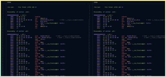 해킹, 암호화, 악성코드, 리버스 엔지니어링, 데이터 분석 배경. 어셈블리 코드 프로그래밍 언어. 기계어 프로그램 16진수 코드. 컴퓨터 메모리. 벡터 일러스트레이션.